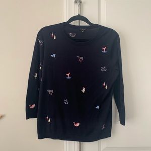 Talbots Nautical Embroidered Sweater, NWOT